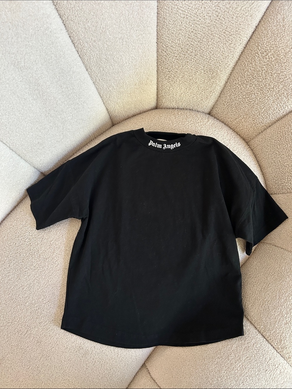 Palm Angels Kids Black Short Sleeve Tee with Neck Logo